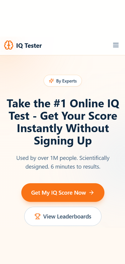 IQ Tester mobile view